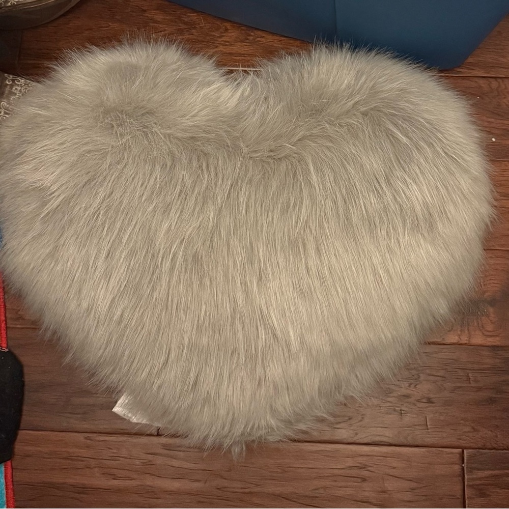 Target Silver Heart-Shaped Faux Fur Pillow